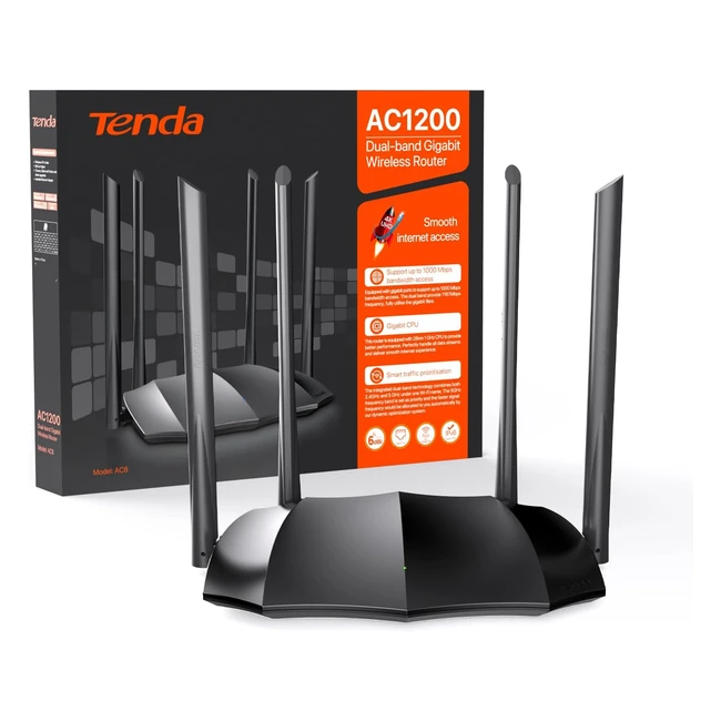 Tenda AC8 Dualband WLAN Router 867Mbits 5GHz300Mbits 24GHz 4x6dBi Antennen