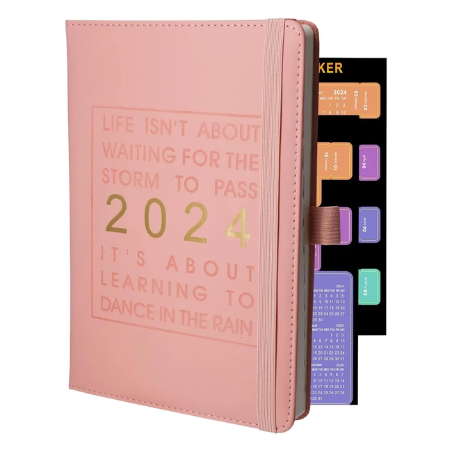 2023 A5 Diary Planner Jandec Week Monthly Tab Pink 320-Page 2024