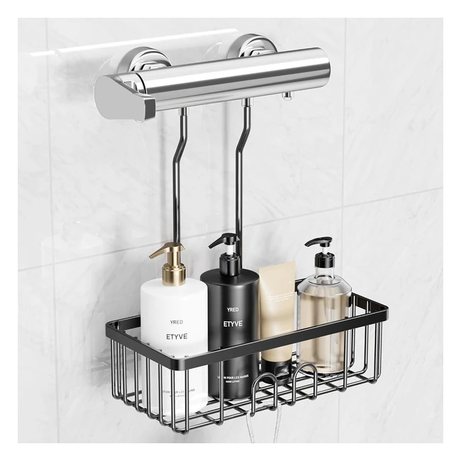 Pickpiff Estante de Ducha Sin Agujeros | Colgar Cesta de Ducha | Soporte Champ | Negro