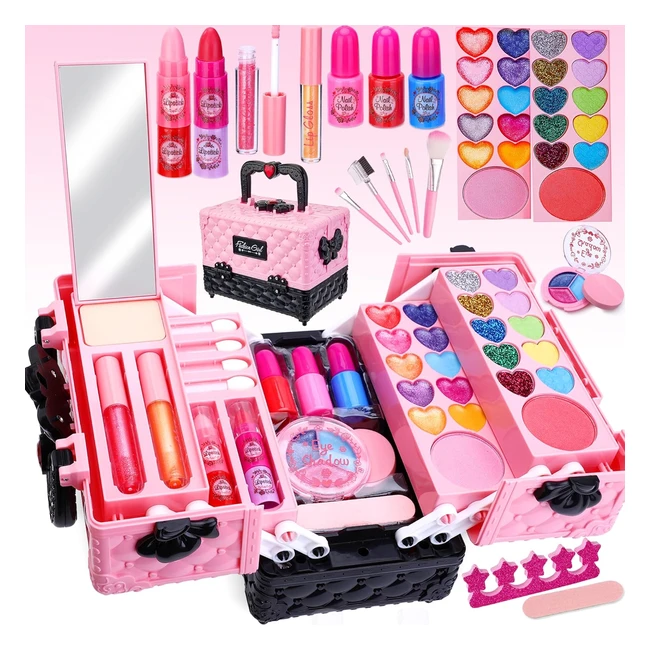 Ensemble de maquillage pour enfants - Kit de cosmétiques réels - Cadeau de Noël - Jouet pour filles 3-8 ans