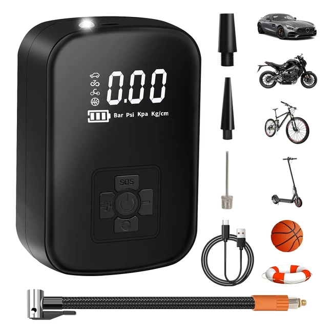 Mini Compresor Aire Portatil 4000mAh 150 PSI - Inflador Electrico Coches Motos Bicicletas Pelotas