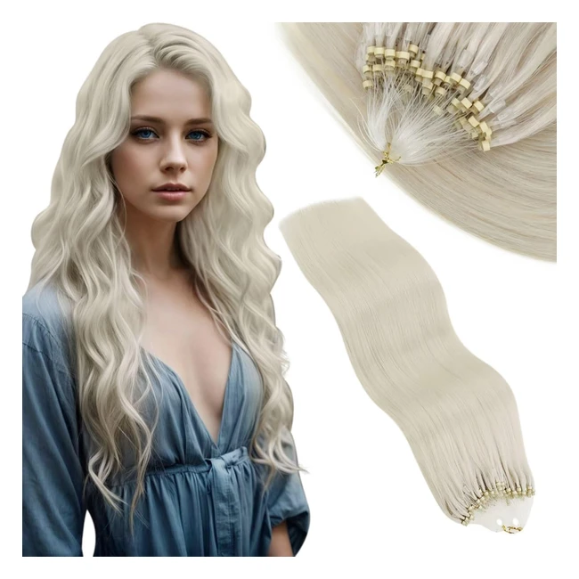 Extension Capelli Veri Microring Cold Fusion Biondo Platino 60 35cm 50g