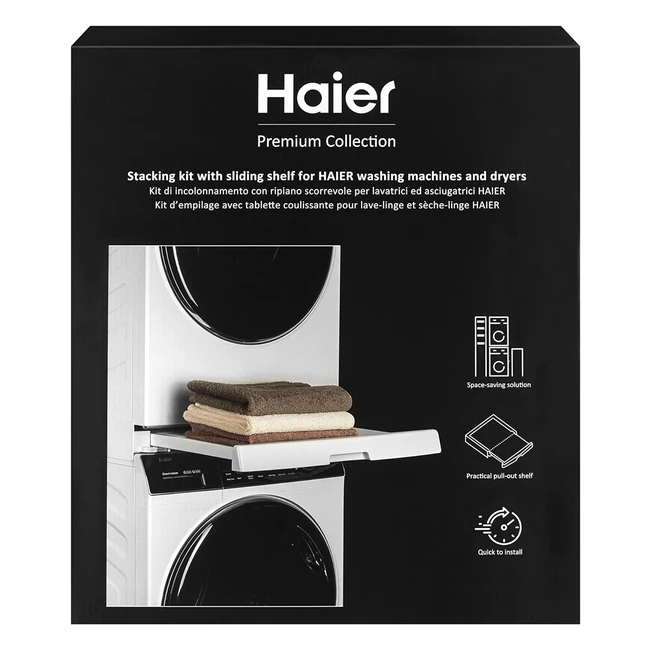 Kit de apilamiento lavadora y secadora Haier con estante deslizante - Serie 3 5 