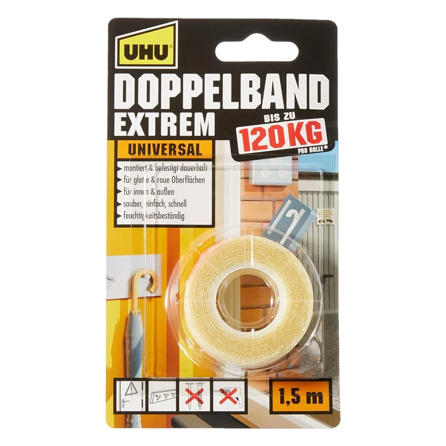 UHU Doppelband Extreme - 120kg Klebekraft - Rolle 15m x 19mm