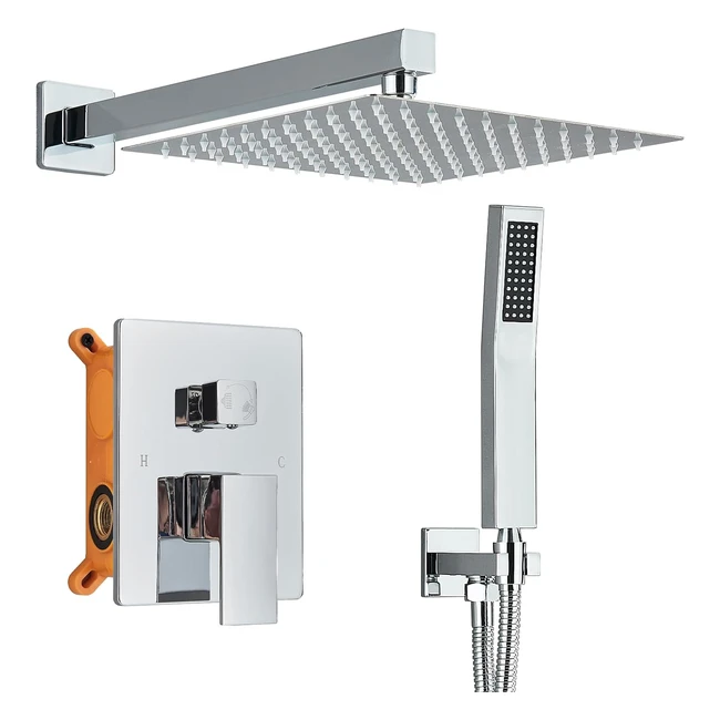 Robinet de douche encastr 25 x 25 cm ultra fin carr pommeau laiton 2 fonctions