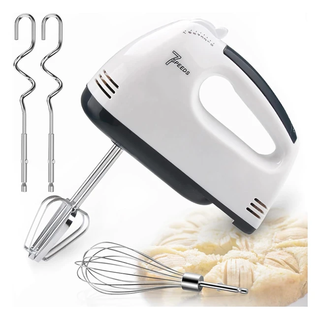Electric Hand Mixer Cake Whisk Self Control Turbo Boost 7 Speeds Stainless Steel