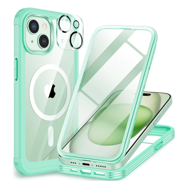 Coque iPhone 15 Plus Magnétique Cenhufo - Verre Trempé - Protection 360 - Antichoc - Vert
