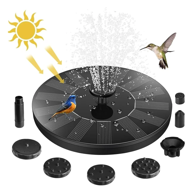 Fontana Solare Giardino Pompa Solare Kit 7 Effetti Ugelli Laghetto Piscina Vaso Pesci Bagno Uccelli