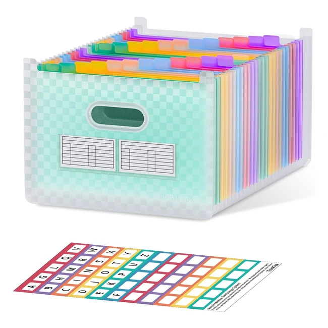 Carpeta Expansible Thinktex 26 Bolsillos Vertical Acordeón Profesores Verde