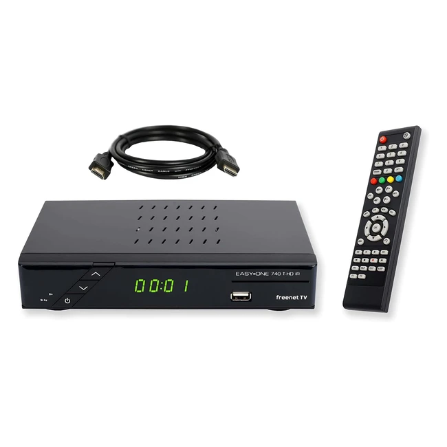 SetOne EasyOne 740 HD DVB-T2 Receiver Freenet TV Full HD 1080p HDMI LAN HbbTV Media Player USB 2.0 PVR Ready 12 V Compatible