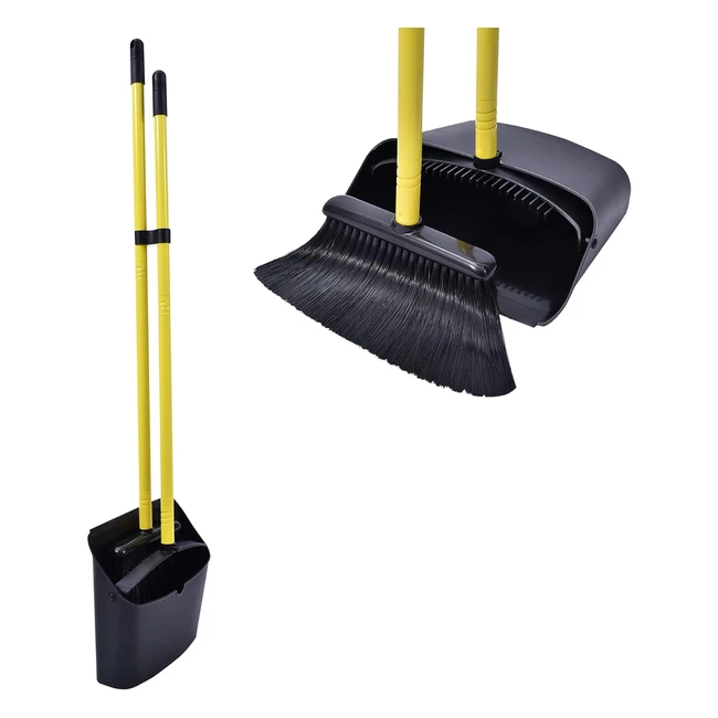 Juego de Escobilla y Pala para Escoba Jekayla con Mango Extensible 137 cm - Negro