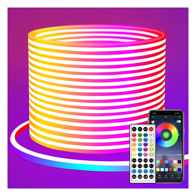 SeGrass 20m Neon LED Strip App Control IP65 Waterproof RGB LED Strip