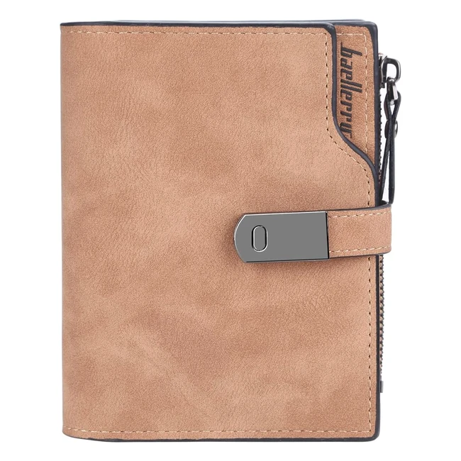 Monedero Mujer Hnoom Cuero PU Cartera Pequea 16 Ranuras Tarjetas Marrn