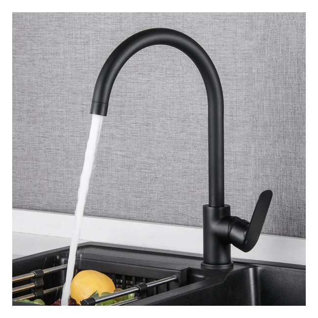 Rubinetto Cucina Hoomtaook Leva Singola 360° Ottone Nero