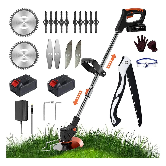 Cordless Garden Strimmer 24V - Powerful Electric Lawn Edger Tool with 2Ah Li-ion