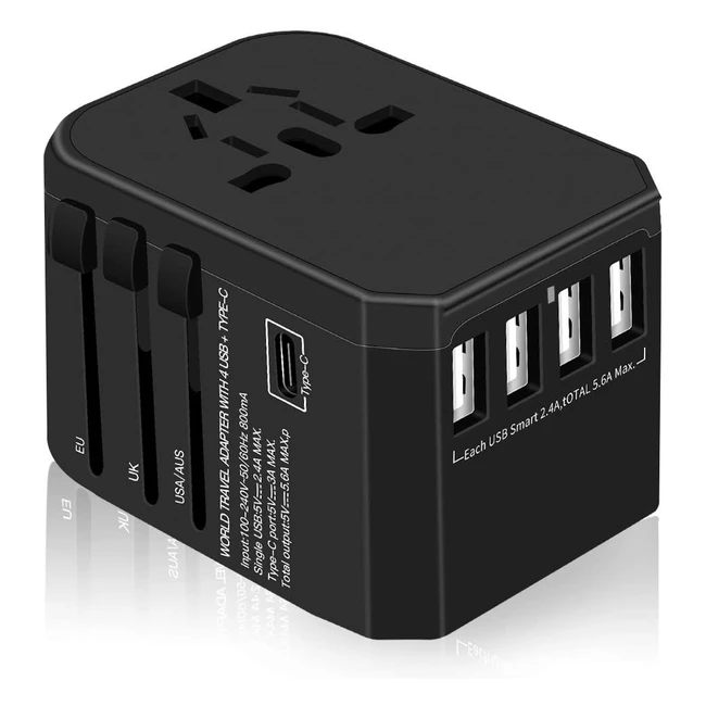 Weltreiseadapter Reiseadapter Universal Reiseadapter 4 USB Typ C AC-Ladegert f
