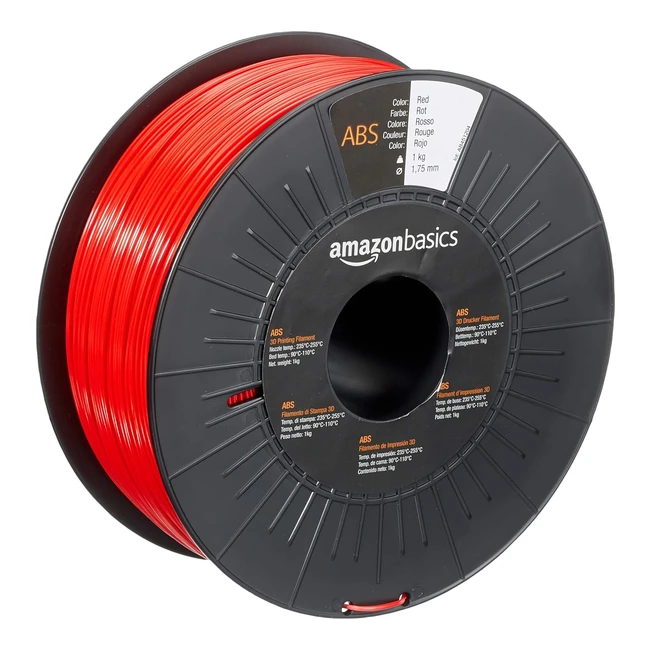 Amazon Basics ABS Kunststoff 3D Drucker Filament 175mm Rot 1kg Spule - Hochwertiges Material