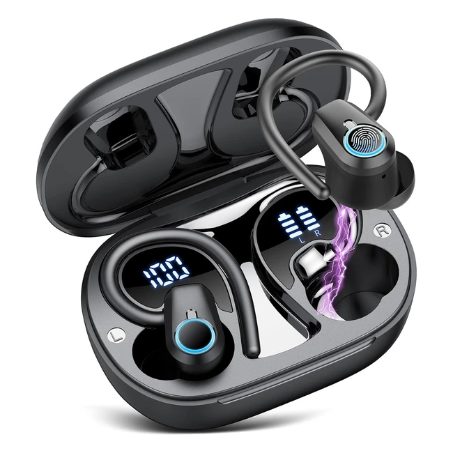 OYIB Écouteurs Bluetooth Sport Sans Fil 53 HIFI Stéréo Basses avec Micro Casque Bluetooth 50H LED Tactile IP7