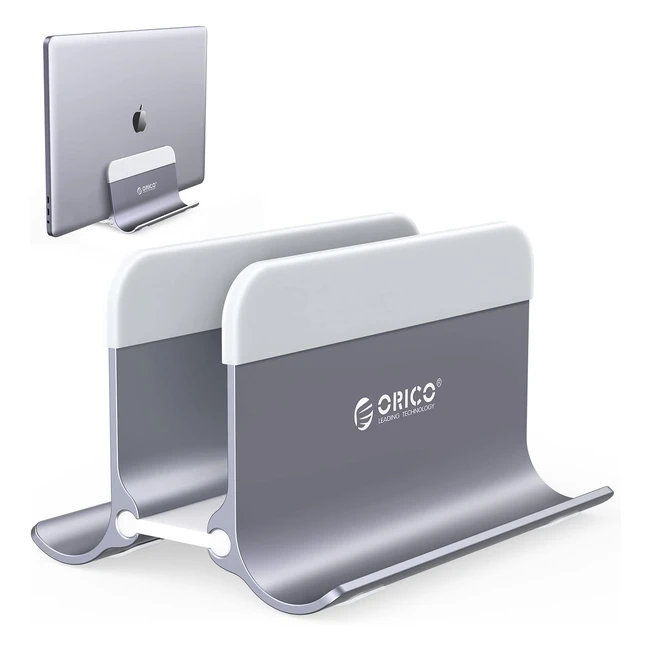 Support vertical pour ordinateur portable ORICO en aluminium - Stand peu encombrant pour MacBook, Surface, Dell - Gris