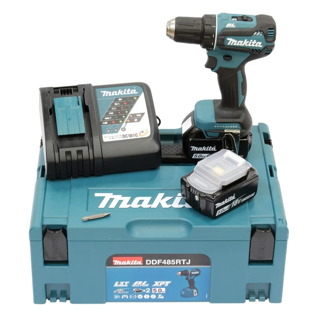 Makita Akkuschrauber DDF485RTJ mit bürstenlosem Motor und LED-Beleuchtung