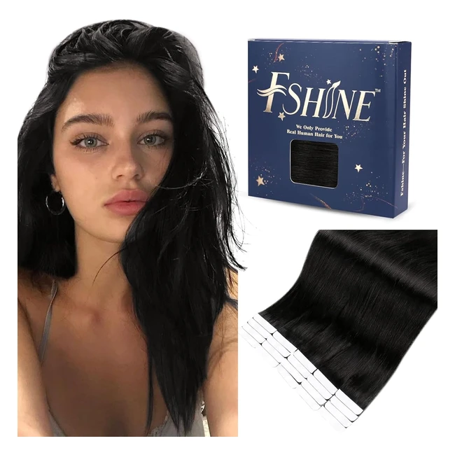 Fshine Biadesivo Extension Capelli Veri 30cm 30g 20pcs - Capelli Lisci Nero Natu