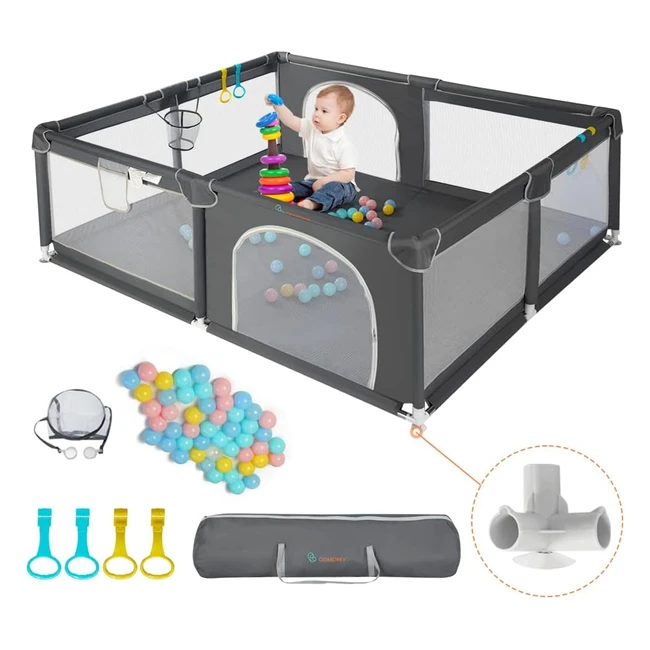 Comomy Baby Playpen 200 x 180 x 66 cm - Extra Large Play Pen with Activity Centre for Kids Indoor and Outdoor Use