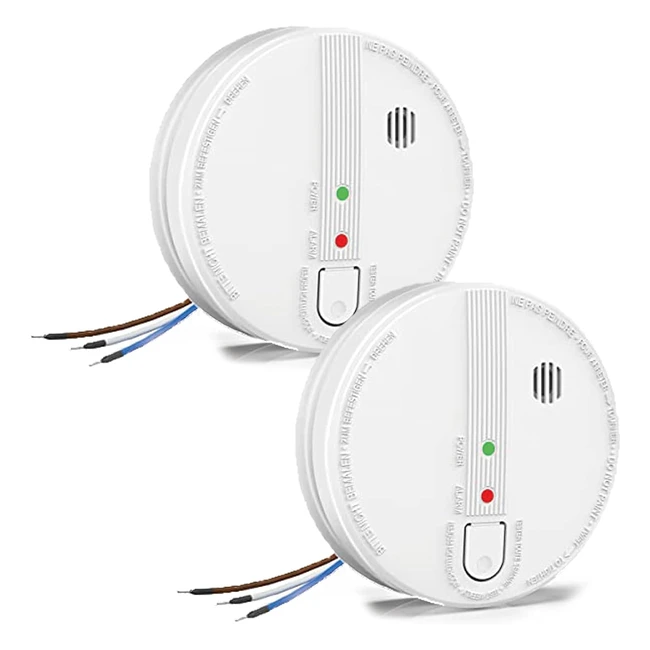 Jemay Wired Smoke Alarm Interlinked Fire Alarm 10-Year Life Detector 2 Pack