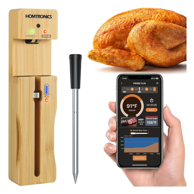 Termometro Wireless BBQ 150m Homtronics Bluetooth - Timer - Notifiche - 100% Senza Fili