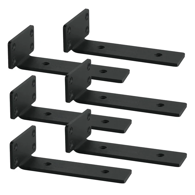 Heavy Duty Industrial Shelf Brackets 8inch Black Metal L Brackets - DIY Support