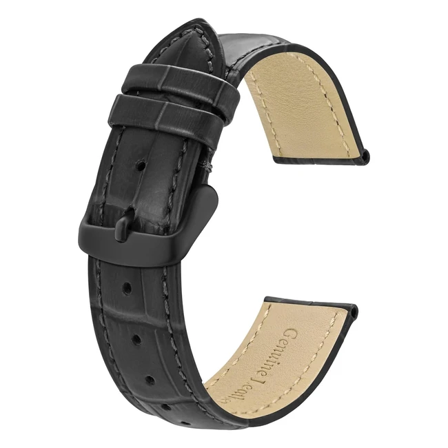 Bracelets de montre Bisonstrap en cuir gaufré crocodile - Largeur de bande 18mm 20mm 22mm 24mm