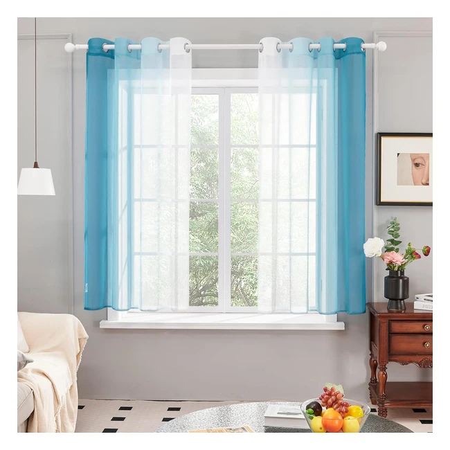 Tende Trasparenti Deconovo Voile Blu Scuro 140x175cm - 2 Pannelli