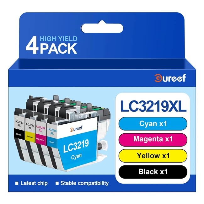 Gureef LC3219XL Ink Cartridges for Brother MFCJ5330DW - BCYM 4 Pack