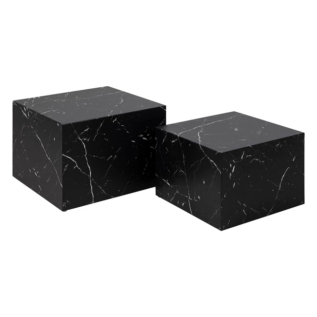 AC Design Furniture Dicte Square Coffee Table Set Schwarz Marmor Look Elegant Wo