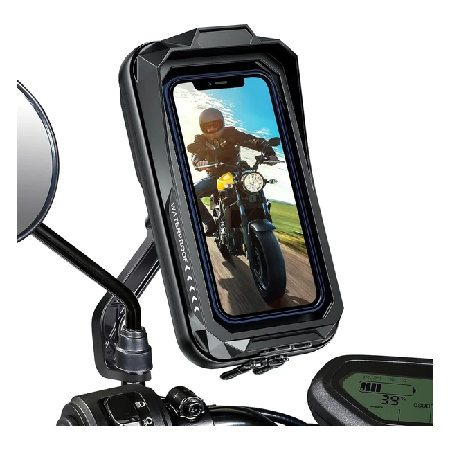 Waterproof Motorcycle Phone Mount 360 Rotatable Holder BTNEEU-70 Touch Screen Su