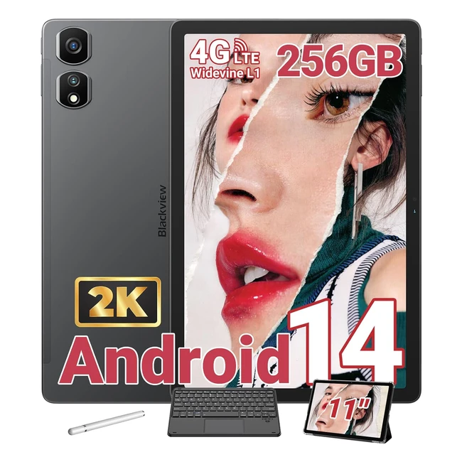 Blackview Android 14 Tab 16 Pro Tablette Tactile 11 Pouces 2K 16Go RAM256Go ROM TF 1 To 4G LTE5G WiFi Octacore