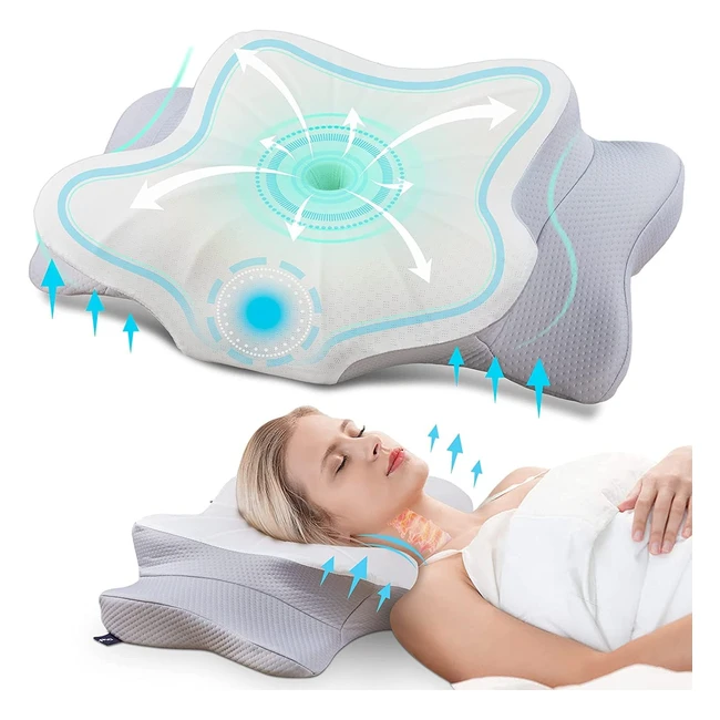 Donama Oreiller Ergonomique Cervical Memoire Forme - Soutien Optimal pour Sommeil Confortable