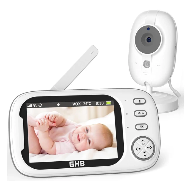 GHB Baby Monitor with Camera and Night Vision 35inch Video Baby Monitor Camera Vox Mode 2Way Talk 8 Lullabies