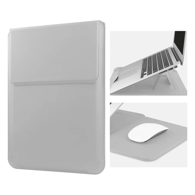 Housse pour laptop cuir Hoyixi 133 compatible MacBook Air 13 M1 M2 2022/2018 MacBook Pro 13 2022/2016 Surface Pro 8/Go 3 Dell Lenovo HP Asus Acer Huawei PC Argent