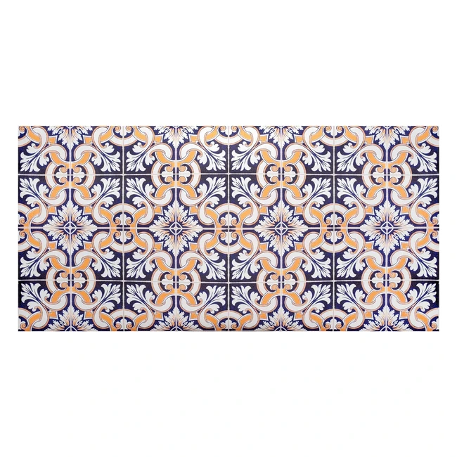 Tappeto Cucina Baroni Maioliche Blu e Gialle 120x60 cm PVC Antiscivolo