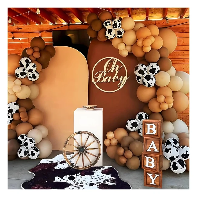 Arche Ballon Marron Animaux Ferme 125pcs Kit - Vache - Anniversaire - Baby Showe