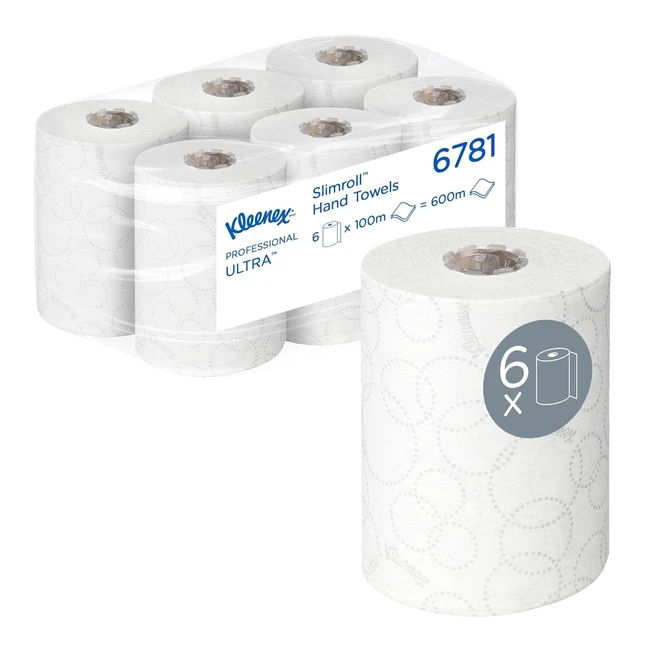 Kleenex Ultra SlimRoll Paper Towels 6781 - 2Ply 6x100m White Absorbent Towels