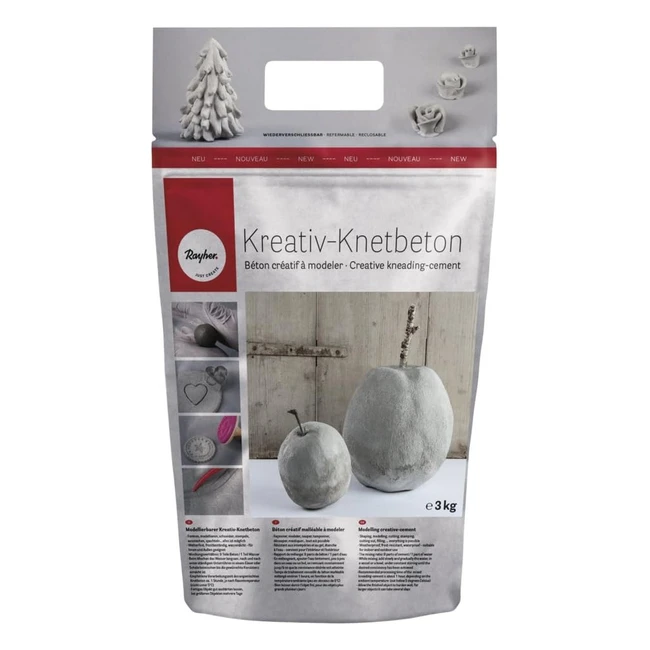 Hormign Creativo Rayher 34212000 Gris 3kg - Plastilina Flexible y Fina