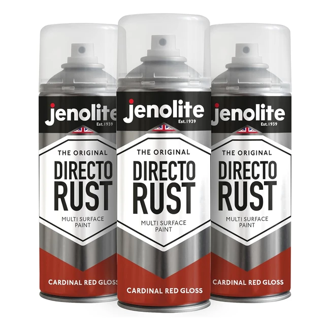 Jenolite Directorust Gloss Paint Cardinal Red 3 x 400ml RAL 3001 - Multi Surface
