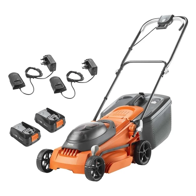 Flymo 36V Easistore 380R Cordless Lawnmower Kit - X2 18V Power For All - 38cm Cutting Width - Striped Lawn Finish