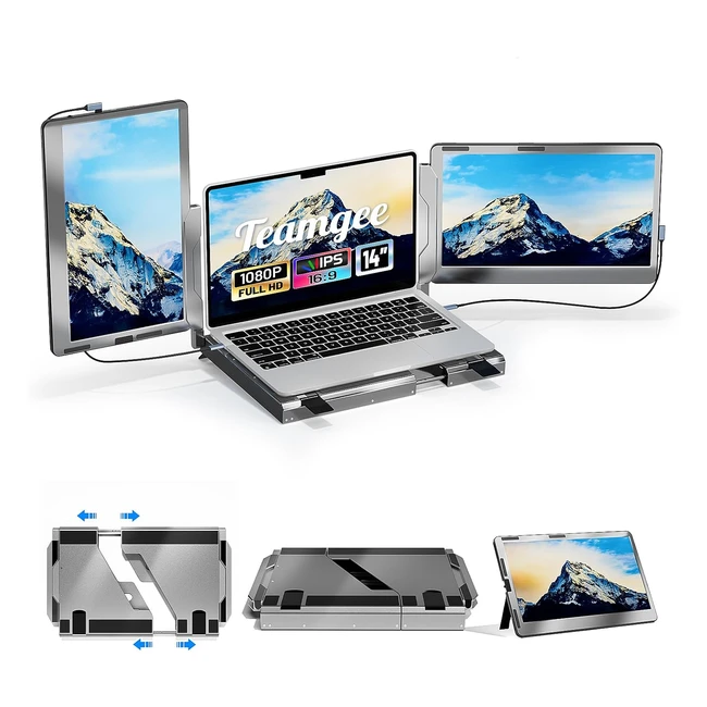 Teamgee 14 Portable Monitor 360 Rotatable FHD IPS Display HDMI/USB/Type-C