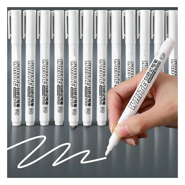 Pennarelli Permanente Bianco 12 Pezzi - Riyaned - Adatto per Legno Metallo Vetro