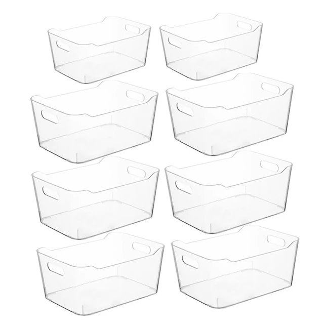 8pcs Clear Plastic Organiser Storage Tray - Versatile Kitchen Makeup Bathroom