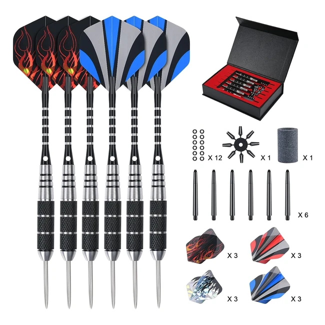 Flintronic Steel Darts Set Professional 22g Nonslip Handle Stainless Steel Shaft | Ideal Gift for Beginners | High Quality Material | Ergonomic Flights