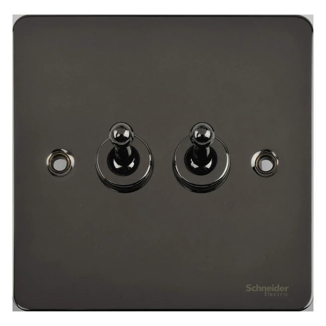 Schneider Electric Ultimate Flat Plate Double Toggle 2 Way Light Switch 10AX GU1222TBN Black Nickel