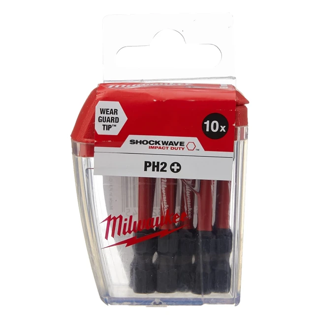 Milwaukee 4932472048 Shockwave PH2 50mm 10 Unidades - Puntas de Destornillador